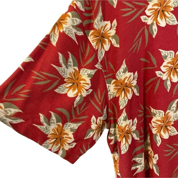 Kona Wind Men's Tropical Print 3-Button Golf Polo Short Sleeve Sz XXL Red Orange - Picture 6 of 11